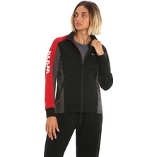 Slam Siyah - Gri - Kırmızı Kadın Dik Yaka Regular Fit Sweatshirt A906001S00_DECK Ws Zıp