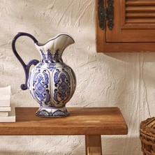 Karaca Home Lisbon Dekoratif Sürahi Seramik Mavi Beyaz Tematik Tasarım 18 cm