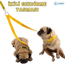 Pandogo Kedi Köpek Çiftli Gezdirme Tasması Sarı Çoklu Tasma Premium Kalite Model Amsterdam