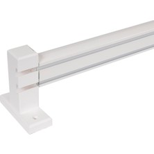 Perdejim Ahşap Başlıklı Alüminyum Dekoratif Ray Beyaz 125 cm