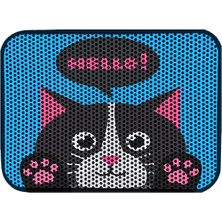 Miapet Elekli Desenli Kedi Tuvalet Önü Paspası 60 x 45 cm Hello Black