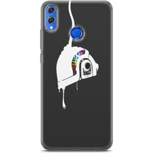 Uvilda Honor 8A Kılıf Uv Baskılı Abxga 4 Desenli Mavi Doğal