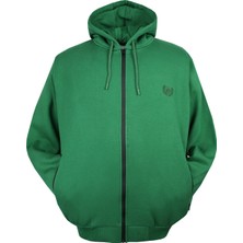 Maruf Shop Erkek Büyük Beden Kapşonlu Sweatshirt 3 Iplik Yeşil
