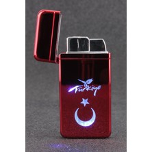 Silvio Monetti Gazlı Çakmak Animasyonlu LED Işıklı Kırmızı Türkiye Yazılı Dayanıklı Tasarım