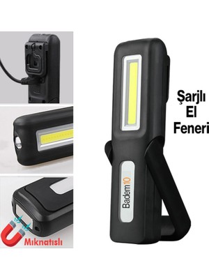 Klaus El Feneri Mıknatıslı Şarjlı Işıldak Kamp Lambası Tamir Çalışma Araç Oto LED Aydınlatma