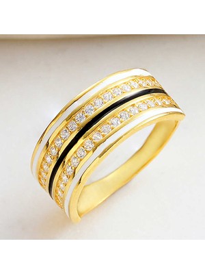 Gumush Gümüş Gold Zirkon Taşlı Kadın Yüzük