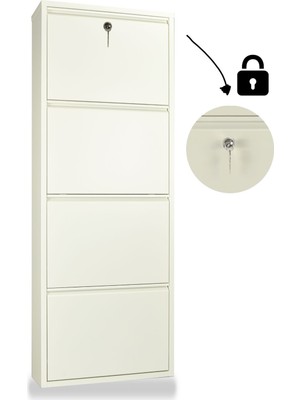 Tomkar 4'lü Kilitli Metal Ayakkabılık