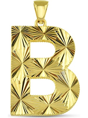 Altın Kesesi 14 Ayar Altın Kalemli Parlak Harf Kolye Ucu