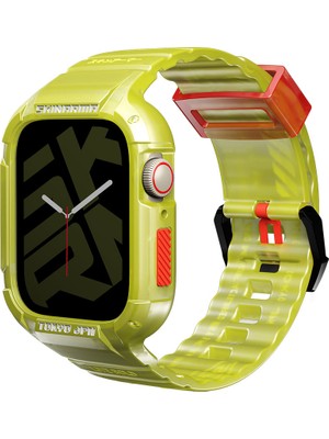 Skinarma Watch 7 45MM Kordon Skinarma Saido Sert Pc Kasa Koruyuculu Silikon Strap Kayış Sarı