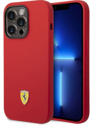 Ferrari iPhone 14 Pro Uyumlu Kılıf Ferrari Magsafe Şarj Özellikli Silikon Metal Logo Dizayn Kapak