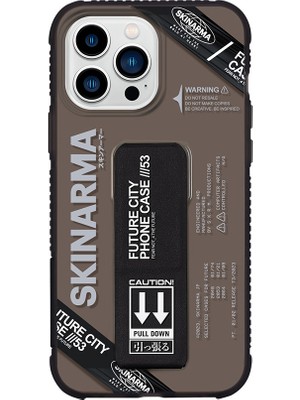 Skinarma iPhone 14 Pro Uyumlu Kılıf Skinarma Şeffaf Desenli Airbag Tasarımlı Standlı Shimma Kapak