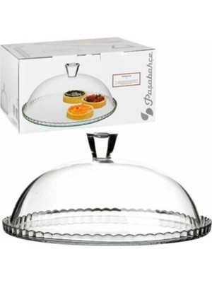 Paşabahçe Cam Kapaklı Kek Pasta Fanusu 95198 322 mm Çap 153,5 mm Yükseklik Şık Tasarım