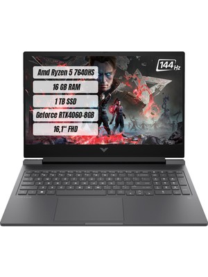 Hp Victus Gaming Laptop 16-S0018NT Amd Ryzen 5 7640HS 16 GB 1 Tb SSD Rtx 4060 Freedos 16.1" Fhd 144 Hz Taşınabilir Bilgisayar 7Z4M8EA