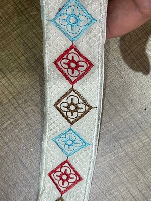 Gönülden Tasarım 4 cm En 1 Metre Renkli Nakış Işleme Şeritt Dekoratif Etnik Bohem Şerit