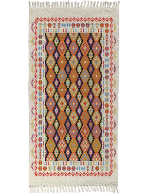 Soho Halı Soho Alaçatı 22 Krem Bordürlü Renkli Afgan Desen Otantik Motif Kara Tezgah Halı Çift Taraflı Kilim