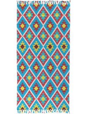 Soho Halı Soho Alaçatı 24 Multi Renk Bordürlü Afgan Desen Otantik Motif Kara Tezgah Halı Çift Taraflı Kilim