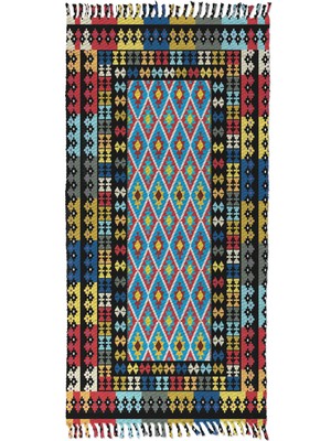 Soho Halı Soho Alaçatı 24 Multi Renk Bordürlü Afgan Desen Otantik Motif Kara Tezgah Halı Çift Taraflı Kilim