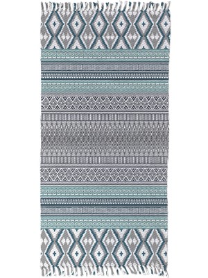 Soho Halı Soho Alaçatı 18 Mint Yeşili Baklava Desen Otantik Motif Kara Tezgah Halı Çift Taraflı Kilim