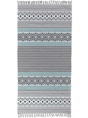 Soho Halı Soho Alaçatı 15 Mint Yeşil Iskandinav Desen Otantik Motif Kara Tezgah Halı Çift Taraflı Kilim