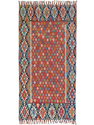 Soho Halı Soho Alaçatı 27 Baklava Turuncu Afgan Desen Otantik Motif Kara Tezgah Halı Çift Taraflı Kilim