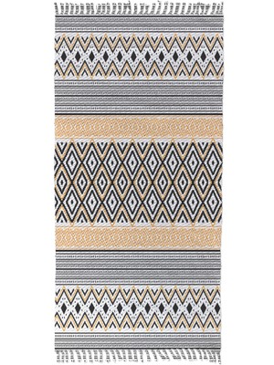 Soho Halı Soho Alaçatı 39 Sarı Siyah Iskandinav Desen Otantik Motif Kara Tezgah Halı Çift Taraflı Kilim