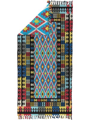 Soho Halı Soho Alaçatı 25 Multi Renk Bordürlü Afgan Desen Otantik Motif Kara Tezgah Halı Çift Taraflı Kilim