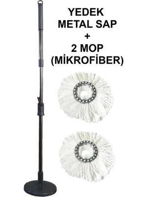 Vipix Tüm Temizlik Seti Kovalarına Uyumlu Metal Yedek Sap+2 Mop