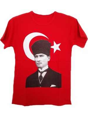 Mevlana Giyim 5 Yaş 12 Yaş Arası Türk Bayrağı Üzeri Atatürk Baskılı Çocuk Tişört T-Shirt