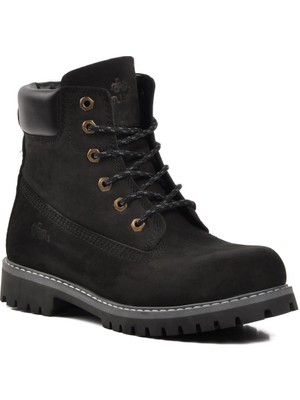 Bulldozer 240202 Siyah Nubuk Hakiki Deri Bağcıklı Erkek Bot