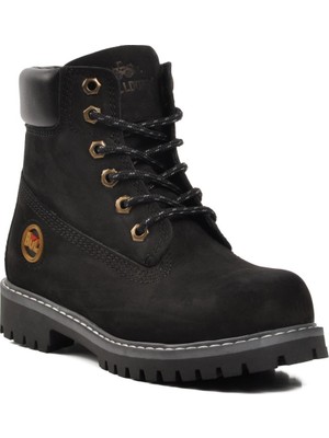 Bulldozer 240602 Siyah Nubuk Deri Bağcıklı Bot