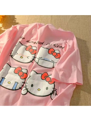 Köstebek Hello Kitty Sick Emoji Pembe () T-Shirt