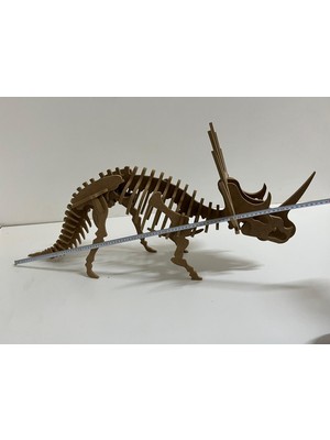 Ceratopsian 3D Dinozor Maket-Yapboz-Dekoratif Obje-Ahşap-(8mm Ham Mdf)