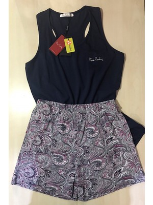 Pierre Cardin Pierre CARDIN-7268-BAYAN Sporcu Şortlu Pijama Takımı-Lacivert