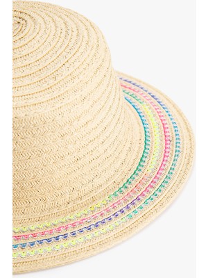 Koton Hasır Şapka Çok Renkli Işleme Detaylı