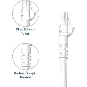 20 cm-Santimetre Cat6 Network-Ağ-Ethernet Kablosu Beyaz