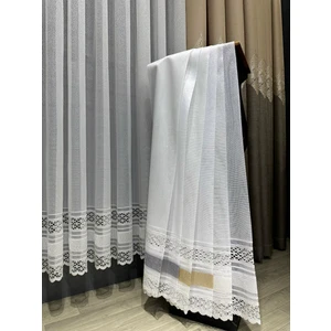 Taç Aplik Örme 1/3 Sık Pile Tül Perde Tek Kanat - Beyaz 100 x 240 cm