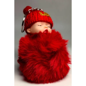 Peluş  Uyku Bebek Kabarık Ponpon Anahtarlık