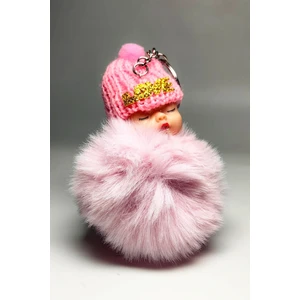 Peluş  Uyku Bebek Kabarık Ponpon Anahtarlık