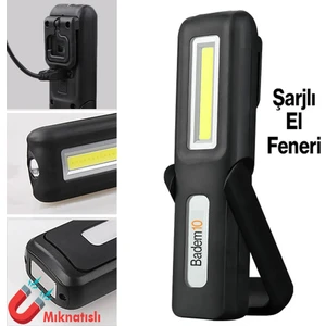Klaus El Feneri Mıknatıslı Şarjlı Işıldak Kamp Lambası Tamir Çalışma Araç Oto LED Aydınlatma