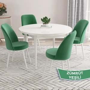 Concept Kea Serisi Yuvarlak Beyaz Mutfak Masa Takımı ve 4 Babyface Sandalye