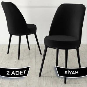 Jaxe Serisi 2 Adet Metal Siyah Iskeletli 1. Sınıf Babyface Kumaş Mutfak Sandalyesi