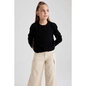 Kız Çocuk Siyah Bisiklet Yaka Triko Okul Hırkası N8407A623AU