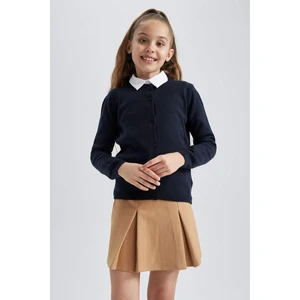 Kız Çocuk Lacivert Bisiklet Yaka Triko Okul Hırkası N8407A623AU