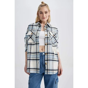 Oversize Fit Gömlek Yaka Flanel Uzun Kollu Tunik S0420AZ23AU