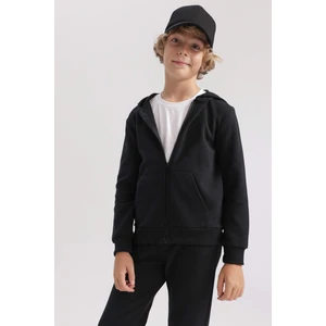 Erkek Çocuk Siyah Kapüşonlu Okul Hırkası T7468A623AU