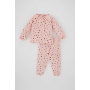 Kız Bebek Çiçekli Penye Uzun Kollu Pijama Takımı A9295A523AU