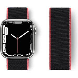 Bilişim Aksesuar Apple Watch 40MM Hasırlı Cırtcırtlı Kordon - Pembe-Siyah