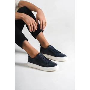 M3-Lcv Lacivert Hakiki Deri Erkek Spor Ayakkabı & Sneaker