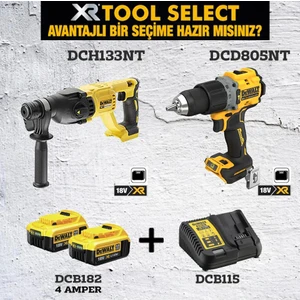 DCD805NT 90NM Darbeli VIDALAMA+DCH133NT Kırıcı Delici 2.6J+2X4AH