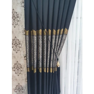 Lüks House Lüks Siyah Pano Fon Perde Sık Pile Tek Kanat En 100 Boy 270